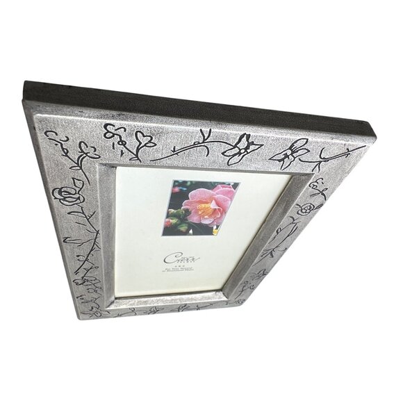 Burnes Of Boston Silver Etched Floral 4x6 Photo Frame Vertical/Horizontal  1999 - Picture 2 of 5